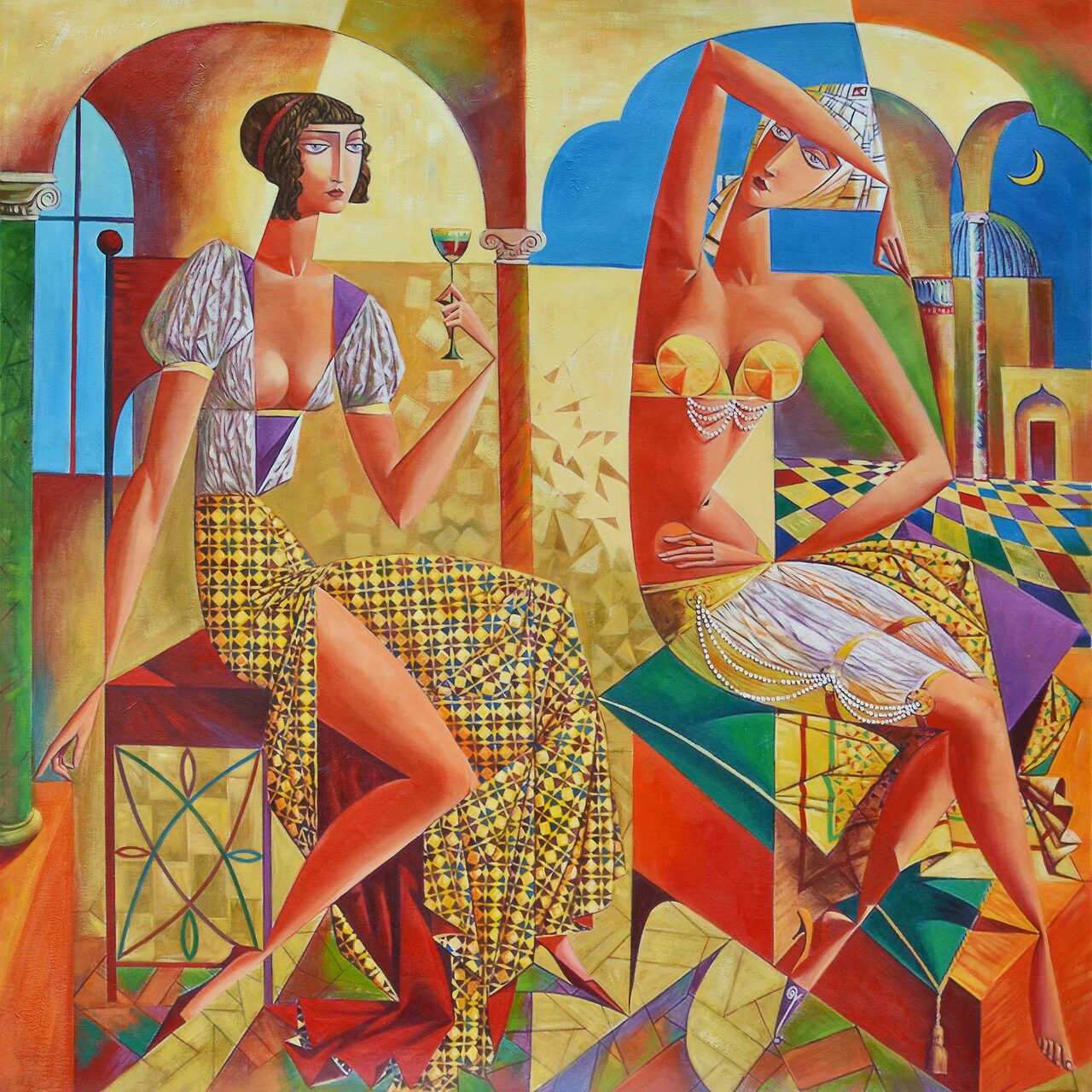 Cubism Two Women Gallery Wrapped