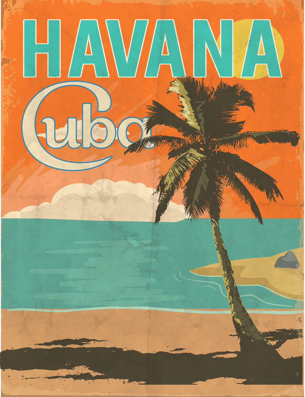 Cuba Havana Illustration 36X48