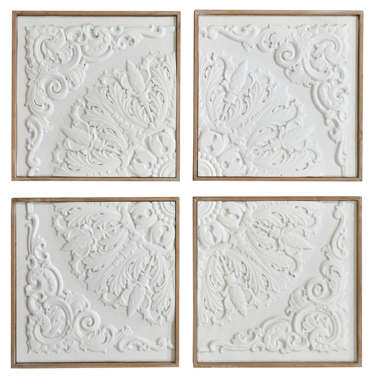 Set of 4 White Wall Panel Decor