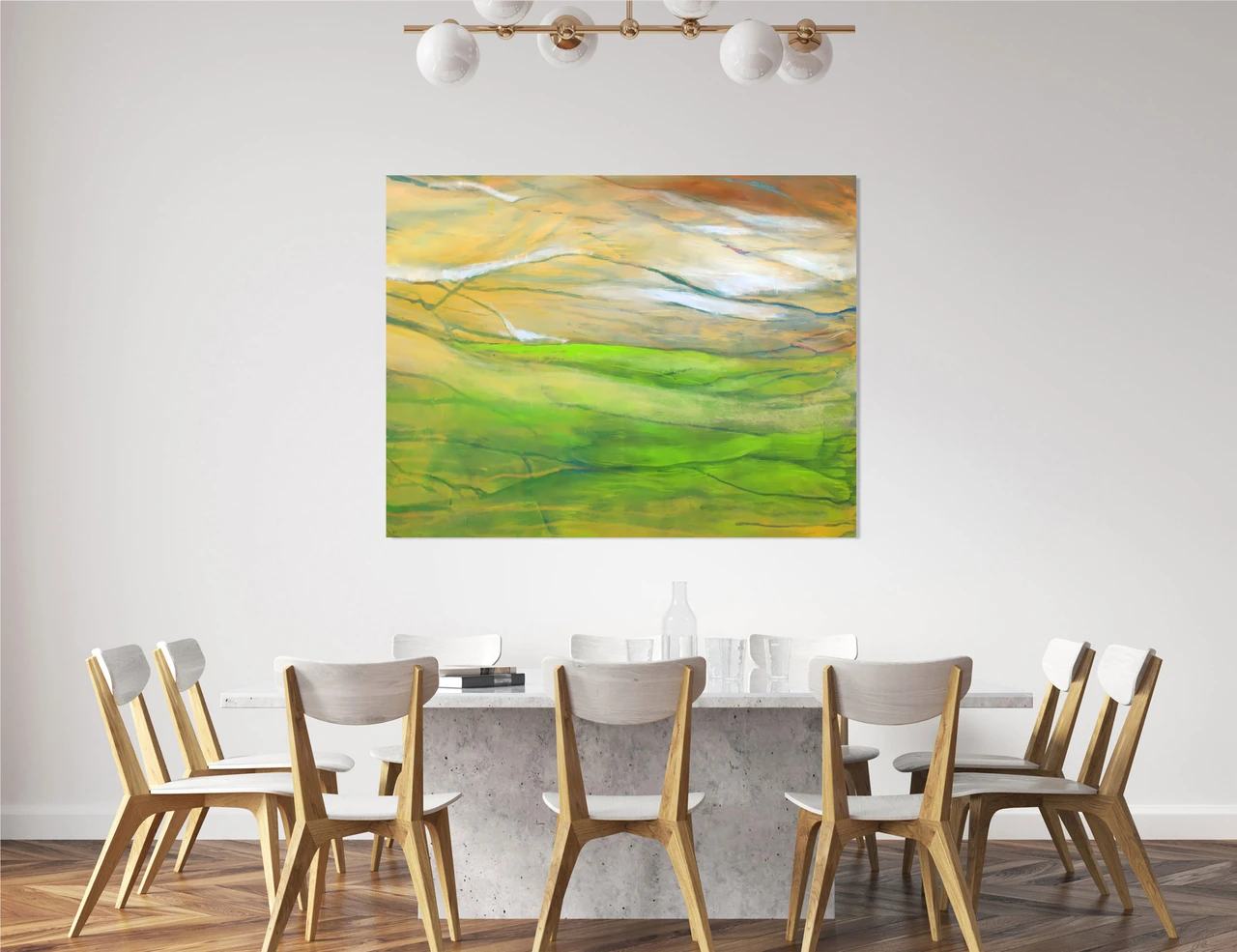Gallery Wrap Green Waves Giclee 36x48