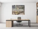 Gallery Wrap Grey and Gold Abstract Giclee 36x48
