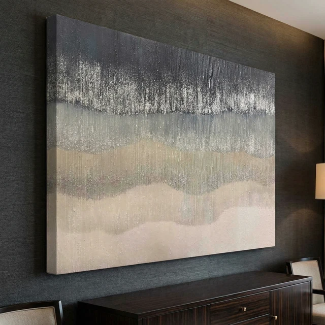 Gallery Wrap Grey Waves Giclee 36" x 48"