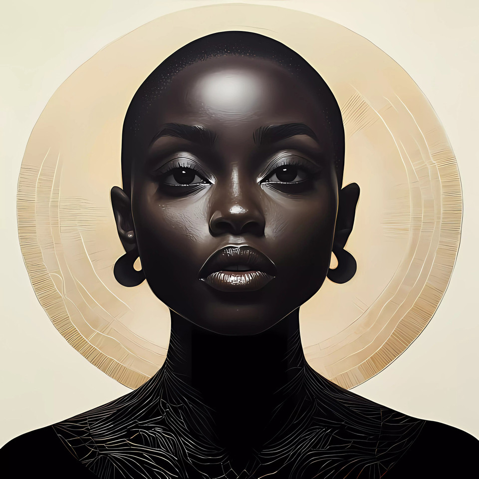 African American Woman Portrait Giclee 40x40