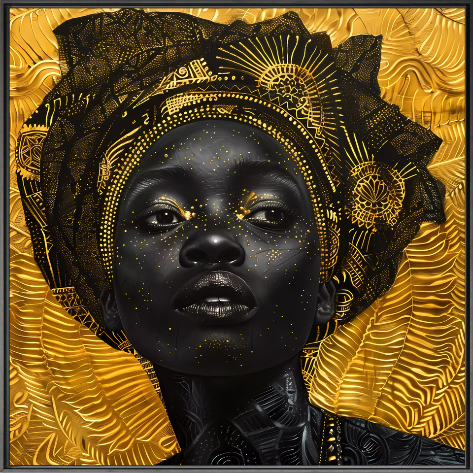 Gold African American Woman Portrait Giclee 40x40