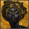 Gold African American Woman Portrait Giclee 40x40