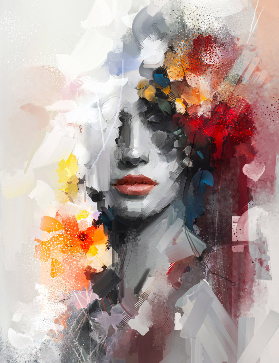 Abstract Flower Face Giclee 36x48