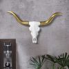The Austin Large White + Gold Longhorn Cow Skull