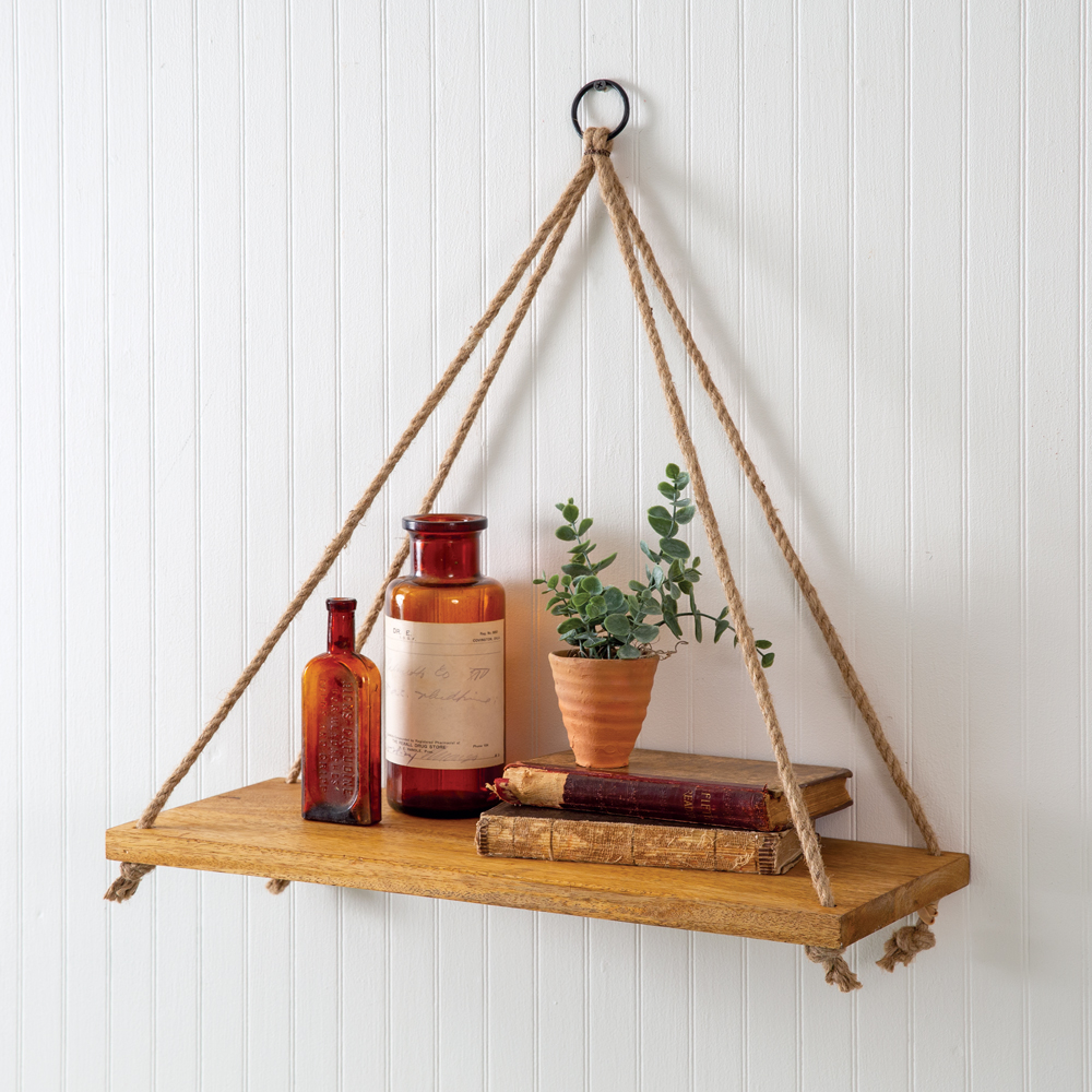 Boho Hanging Wall Shelf - Rustic Floating Shelves for Bohemian Home Decor