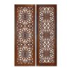 Mango Wood Wall Panel Set With Medallion Carving, Burnt Brown, 2 Piece