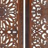 Mango Wood Wall Panel Set With Medallion Carving, Burnt Brown, 2 Piece