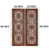 Mango Wood Wall Panel Set With Medallion Carving, Burnt Brown, 2 Piece