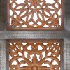 Decorative Mango Wood Wall Panel With Cutout Flower Pattern, Brown