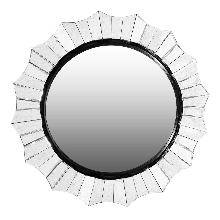 Round Accent Wall Mirror With Scalloped Design And Beveled Edges, Silver