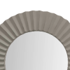 Round Beveled Floating Wall Mirror With Corrugated Design Wooden Frame, Gray