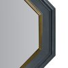 Octagonal Shape Wooden Floating Frame Flat Wall Mirror, Gray