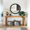 Round Wooden Floating Beveled Wall Mirror, Black