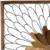 Metal Wall Decor With Wooden Frame And Leafy Flower, Bronze