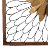 Metal Wall Decor With Wooden Frame And Leafy Flower, Bronze