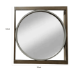 Round Wall Mirror With Rectangular Wooden Frame, Brown