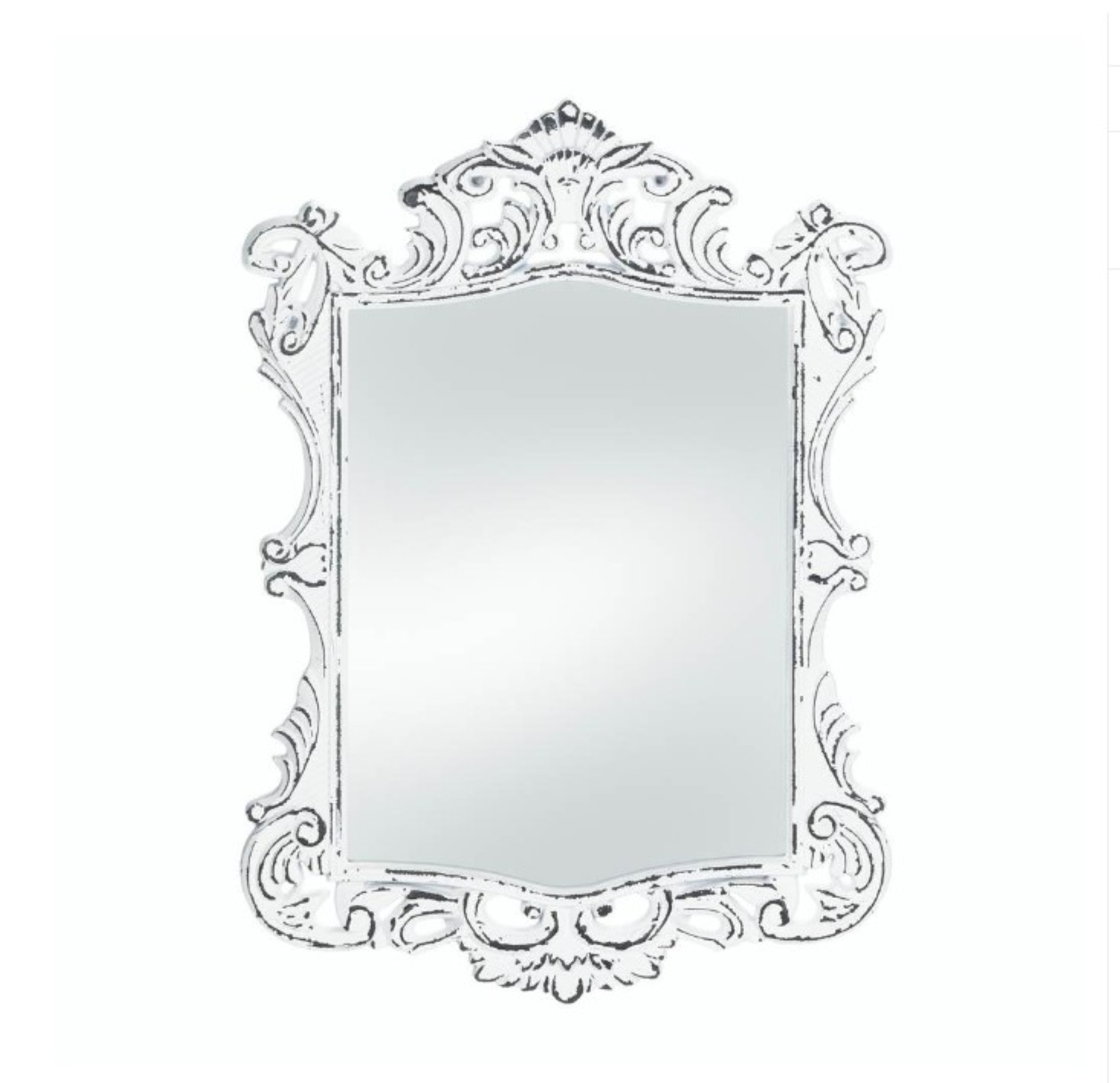 Regal White Distressed Wall Mirror