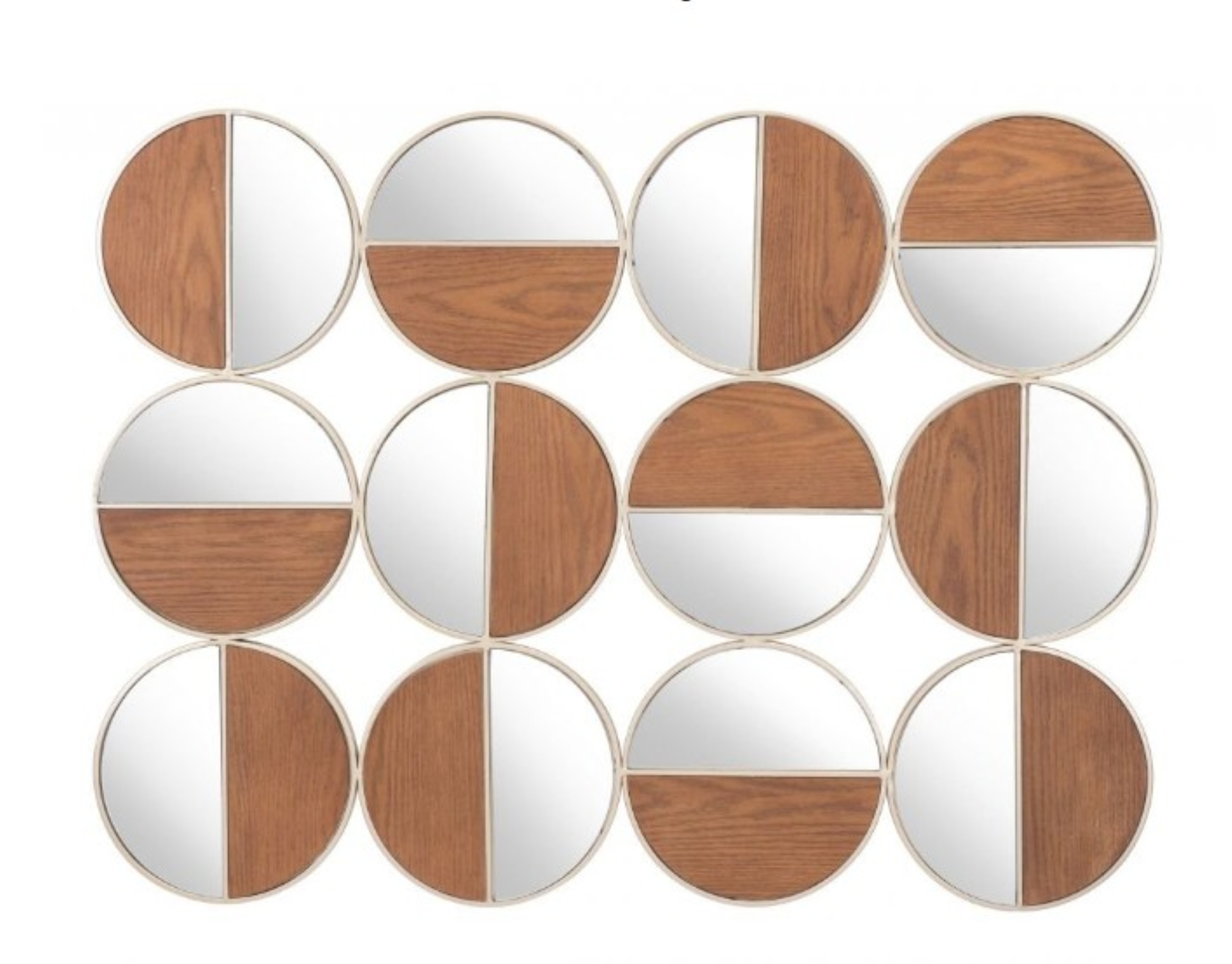 Cycle Round Mirror Gold & Walnut