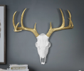 Large White + Gold Antlers Deer Head Skull Faux Taxidermy