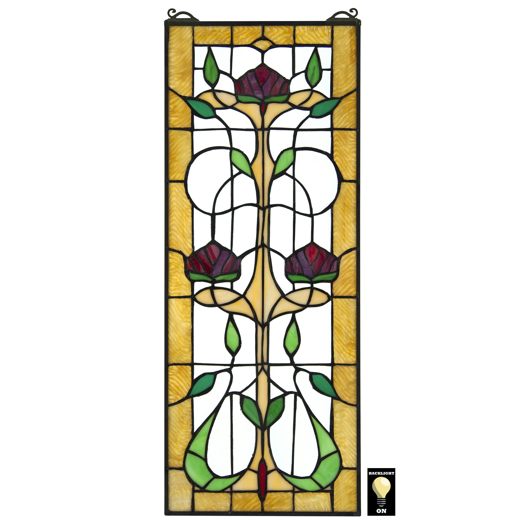 Ruskin Rose Three Flower Stained Glass