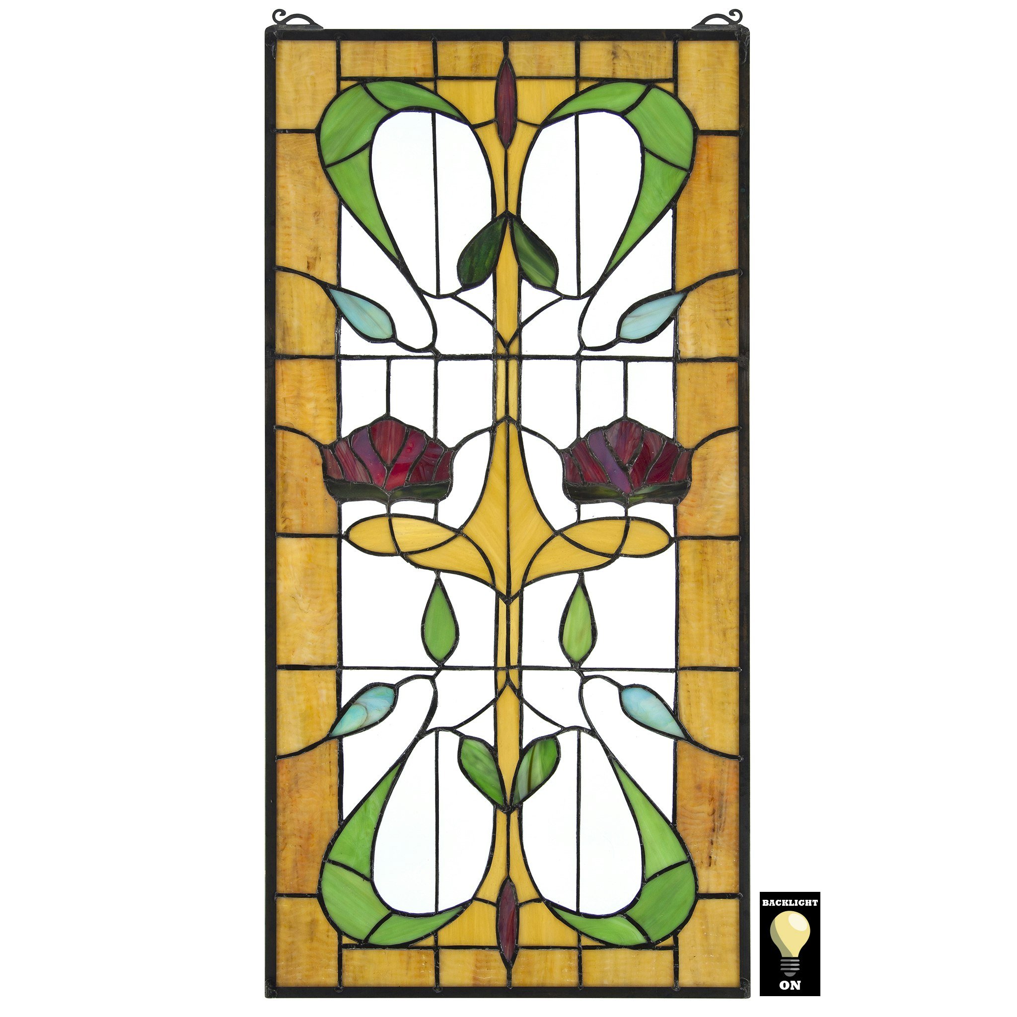 Ruskin Rose Two Flower Stained Glass