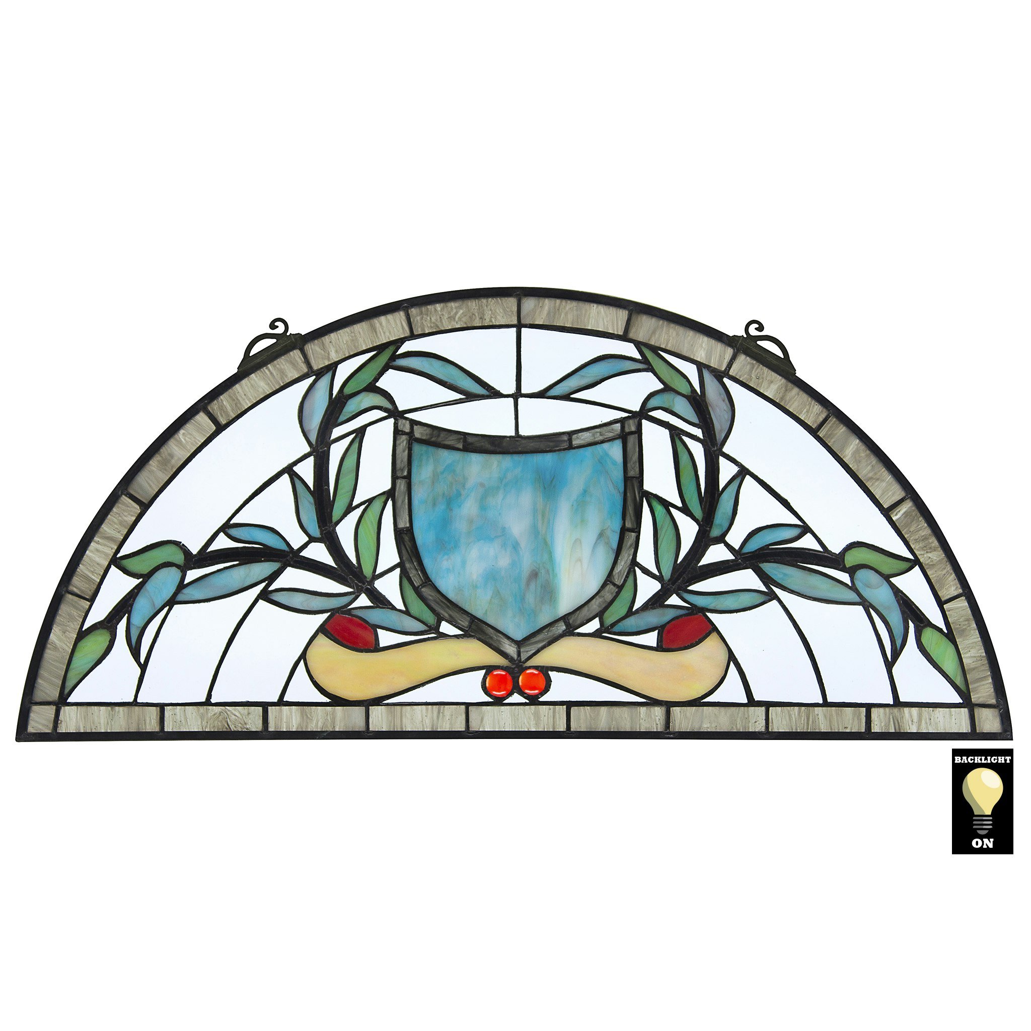 Heraldic Shield Demi Lune Stained Glass