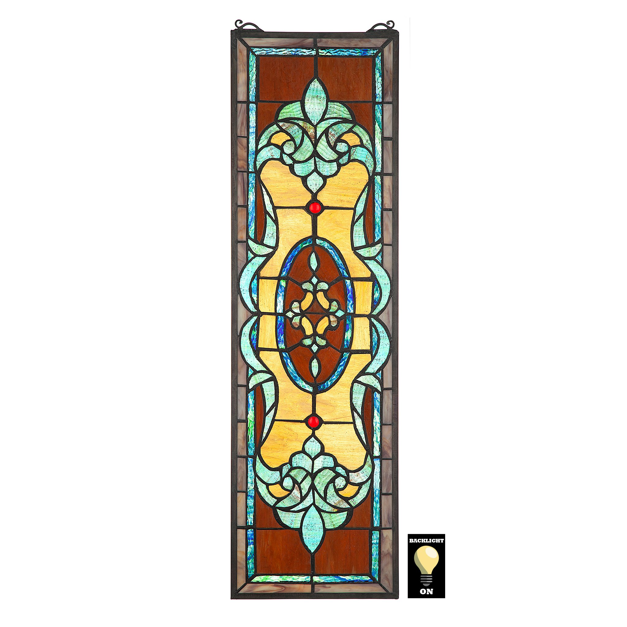 Colbert Red And Green Vertical Stained Glass Window