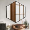 Modern Hexagon Hanging Accent Wall Mirror, Metal Frame, Black