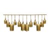 Neyra Iron Cowbells Wall Decor 48 Inch Wide Decorative, Antique Gold Finish, Jute Hanging Rope -