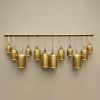 Neyra Iron Cowbells Wall Decor 48 Inch Wide Decorative, Antique Gold Finish, Jute Hanging Rope -