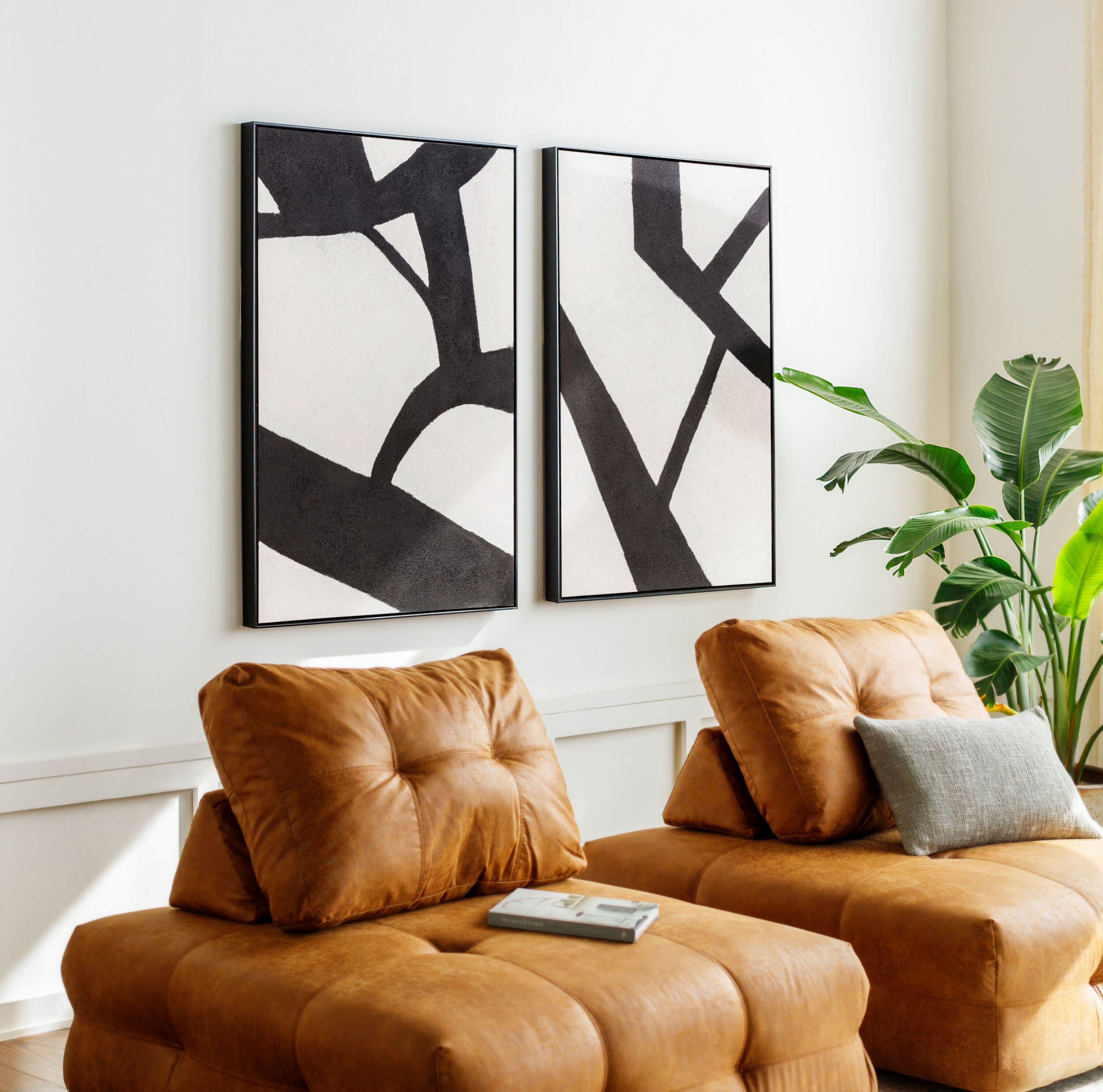 Aasmaa Framed Art  Black Set  36X25