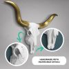 The Austin Large White + Gold Longhorn Cow Skull