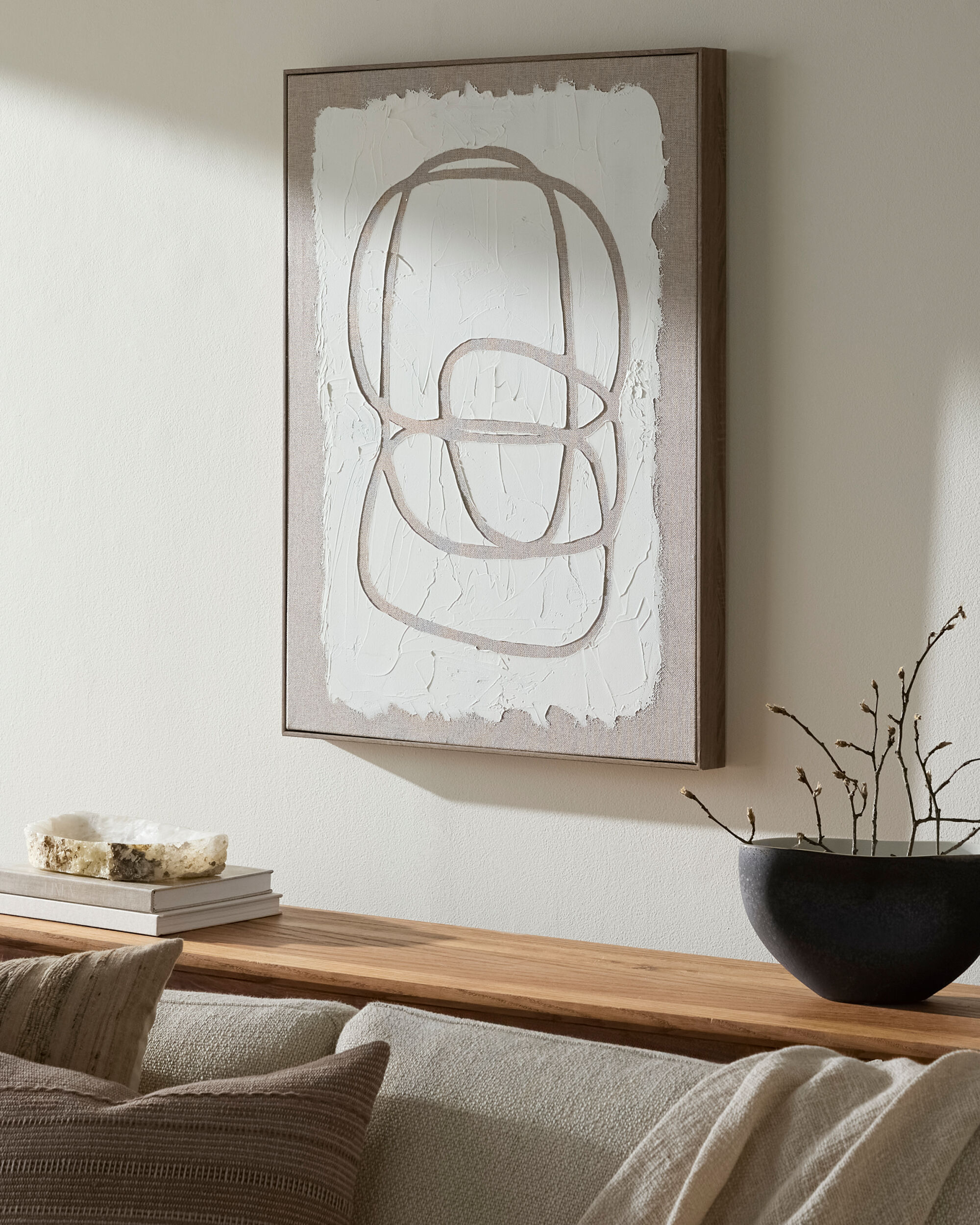 Lines Framed Art, Beige